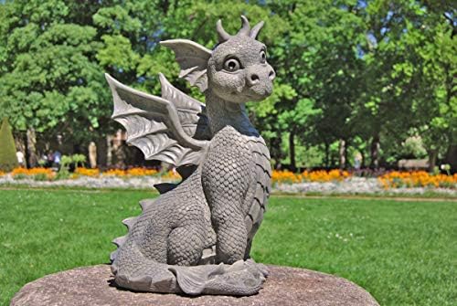 MC Gartenfigur Gartendrache - Modell sitzend XL - Fantasy Figur Deko Drache Garten