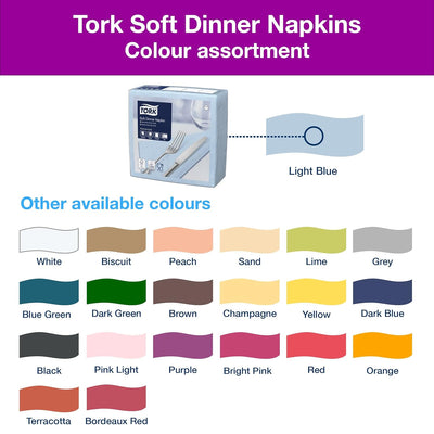 Tork 477913 Soft Dinnerserviette Hellblau / Papierservietten 3 lagig / Ideale Qualität und Grösse fü