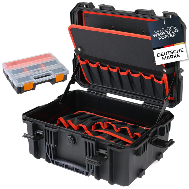HMF 15603-02 Outdoor Werkzeugkoffer leer, Werkzeugkasten gross | 46,5 x 36 x 20,5 cm, Koffer