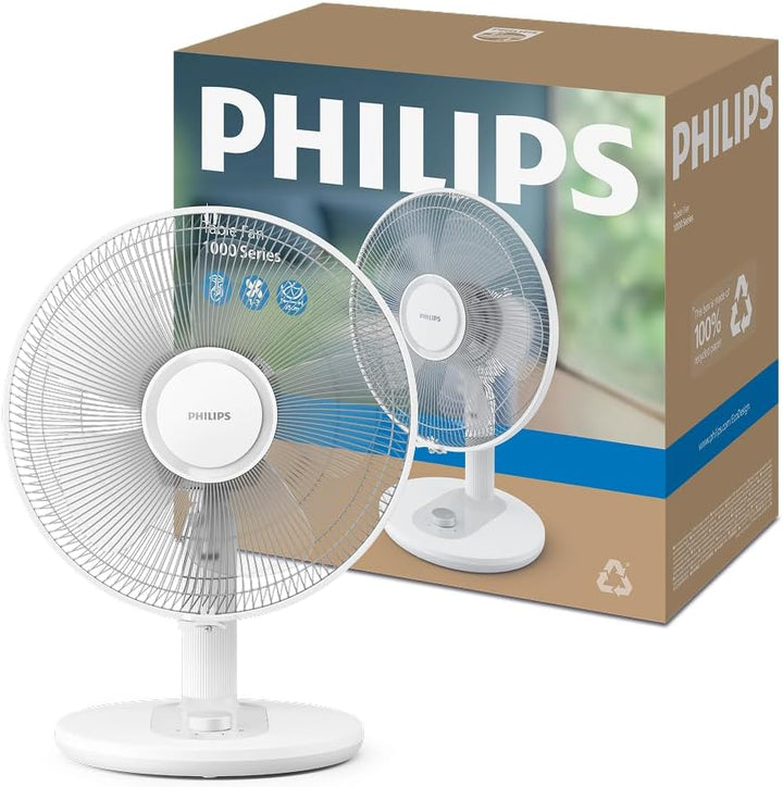 Philips Tischventilator 1000 Series, Leistungsstark & Leise, 35 dB(A), 3 Geschwindigkeiten, Klein, D