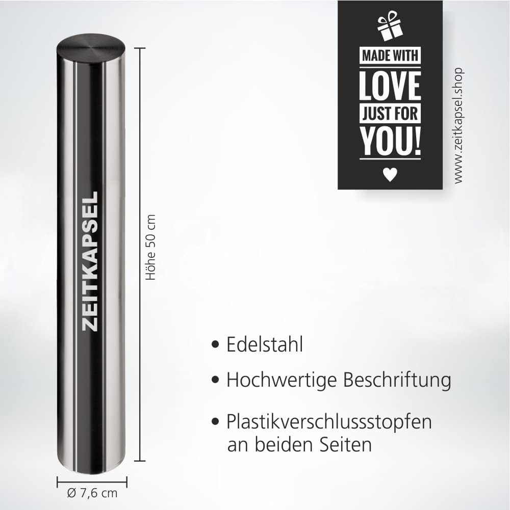 4you DESIGN Zeitkapsel zum Vergraben 50cm, Geschenkidee zur Grundsteinlegung, Richtfest, Schulabschl