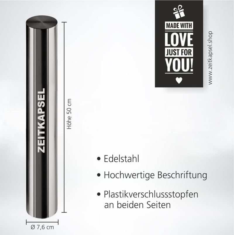 4you DESIGN Zeitkapsel zum Vergraben 50cm, Geschenkidee zur Grundsteinlegung, Richtfest, Schulabschl