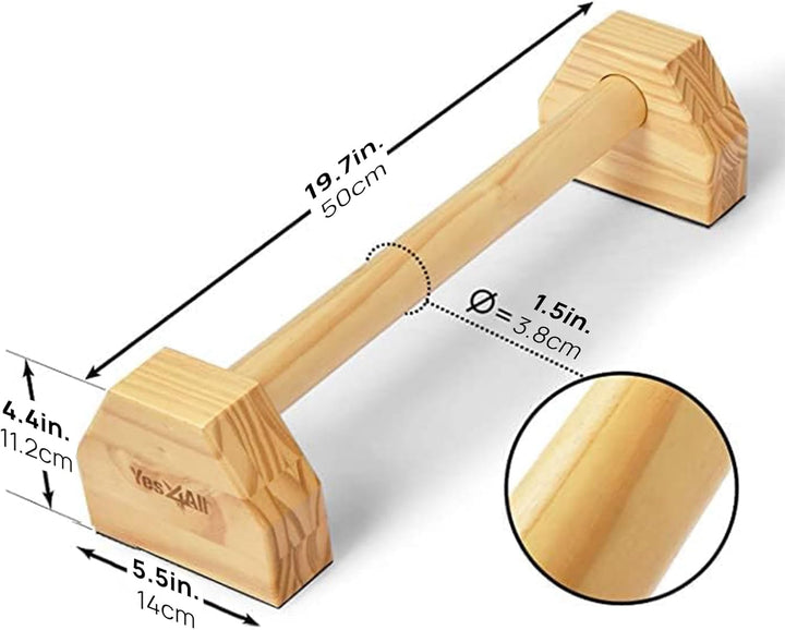 Yes4All Liegestützgriffe, Holz/Stahl Parallettes, Grosser Push Up Bar &amp; Dip Barren, Rutschfeste Lieg