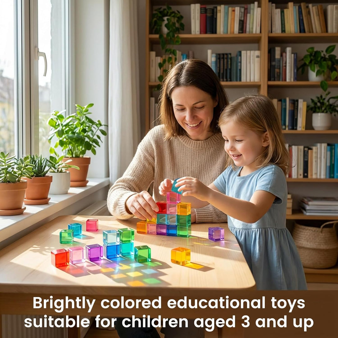 Acryl Bausteine Kinder, 20 Stück lichtbausteine, Regenbogen Building Blocks, Regenbogen Jelly Blocks