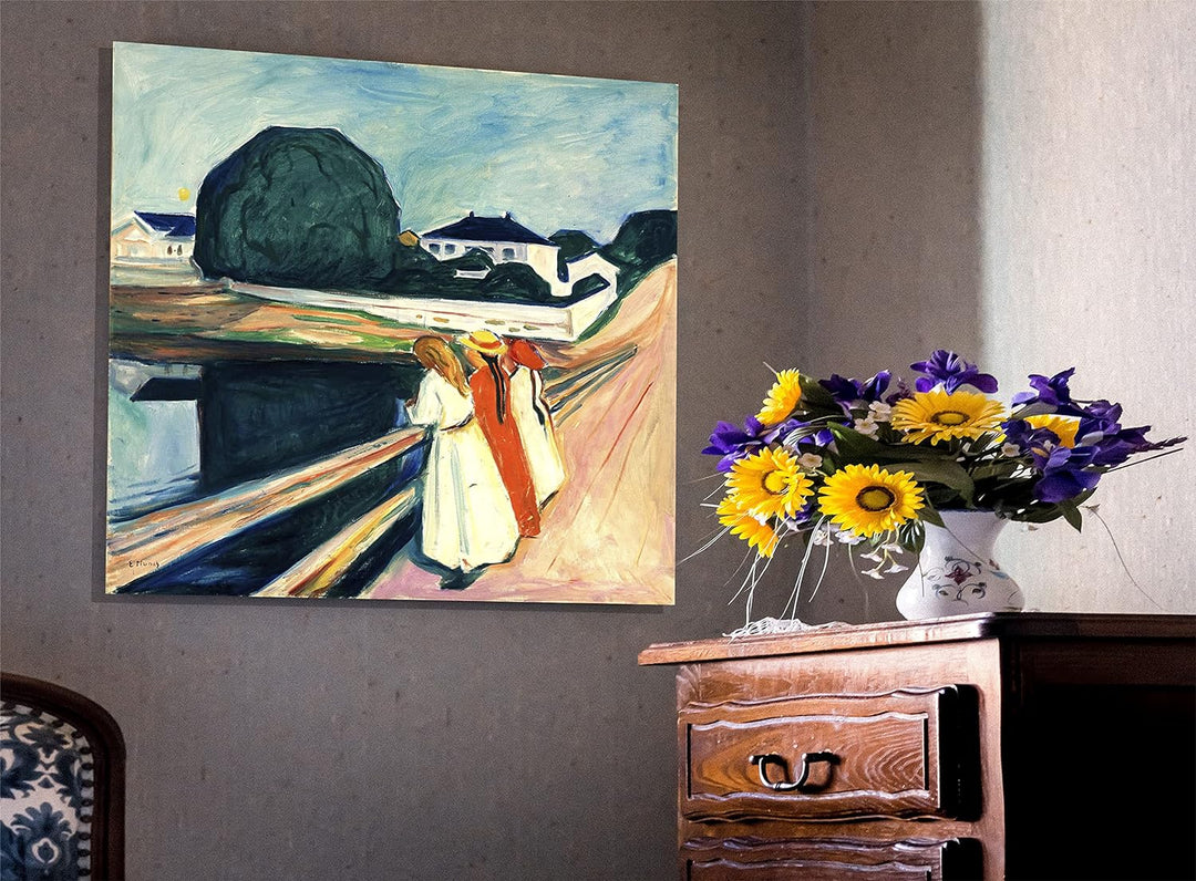 Edvard Munch Leinwanddruck, Mädchen auf der Brücke, HD-Qualität, moderne Bilder für Zuhause, Büro, W