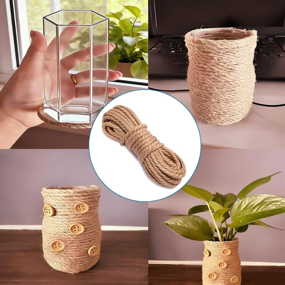 Juteseil 10 mm, 24 M Juteschnur, Natur Tau Seil Kordel, Jutekordel Robustes Bastelschnur Reissfestes
