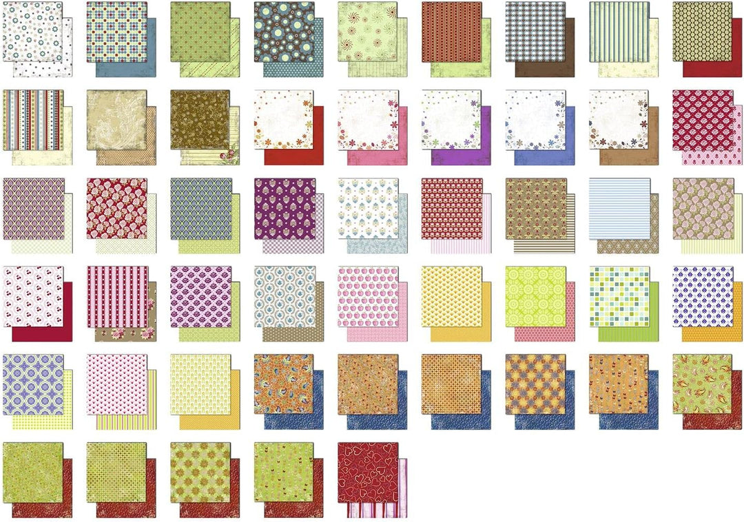 Ursus 71800099 - Design-Papier "Retro", Mix mit 50 Blatt beidseitig bedrucktem Motiv-Papier, 190 g/m