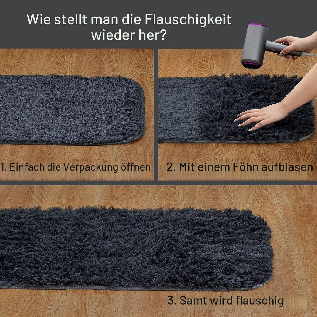 CHOSHOME Teppich Schlafzimmer Moderner Flauschiger Teppiche Anti-Rutsch Unterseite, Waschbarer Teppi