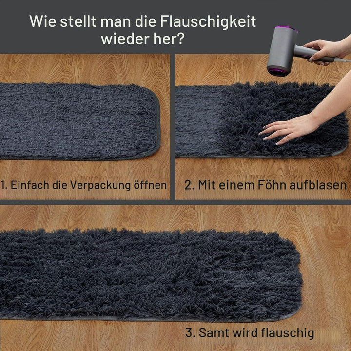 CHOSHOME Teppich Schlafzimmer Moderner Flauschiger Teppiche Anti-Rutsch Unterseite, Waschbarer Teppi