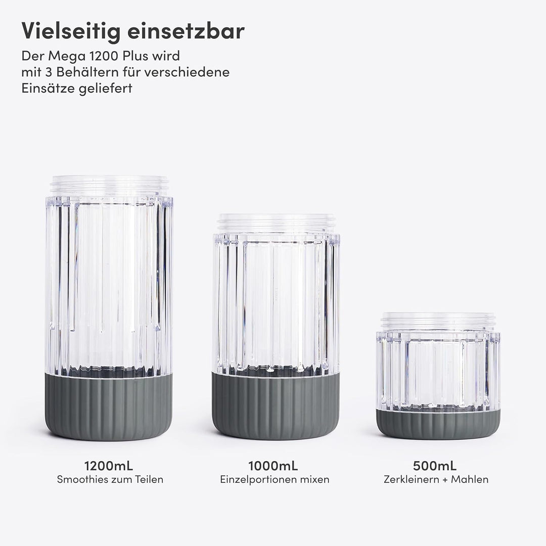 BEAST Standmixer 1200W - Smoothie Maker und Hochleistungsmixer mit 3 Tritan Mixbechers 1200, 1000, 5