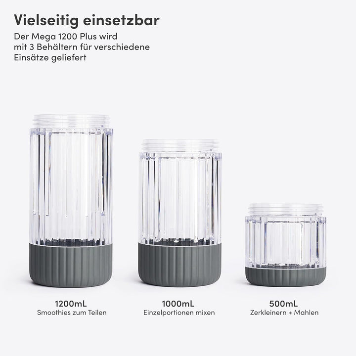 BEAST Standmixer 1200W - Smoothie Maker und Hochleistungsmixer mit 3 Tritan Mixbechers 1200, 1000, 5