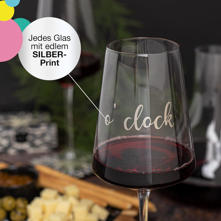 ILP 2er Set XXL Weinglas 750 ml - It's wine o'clock Geschenkset Wein Geschenk mit witzigem Weinglas