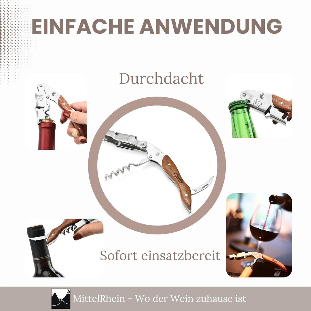 LORELEY MITTELRHEIN Germany Premium Kellnermesser | Korkenzieher | Weinöffner | Flaschenöffner aus O