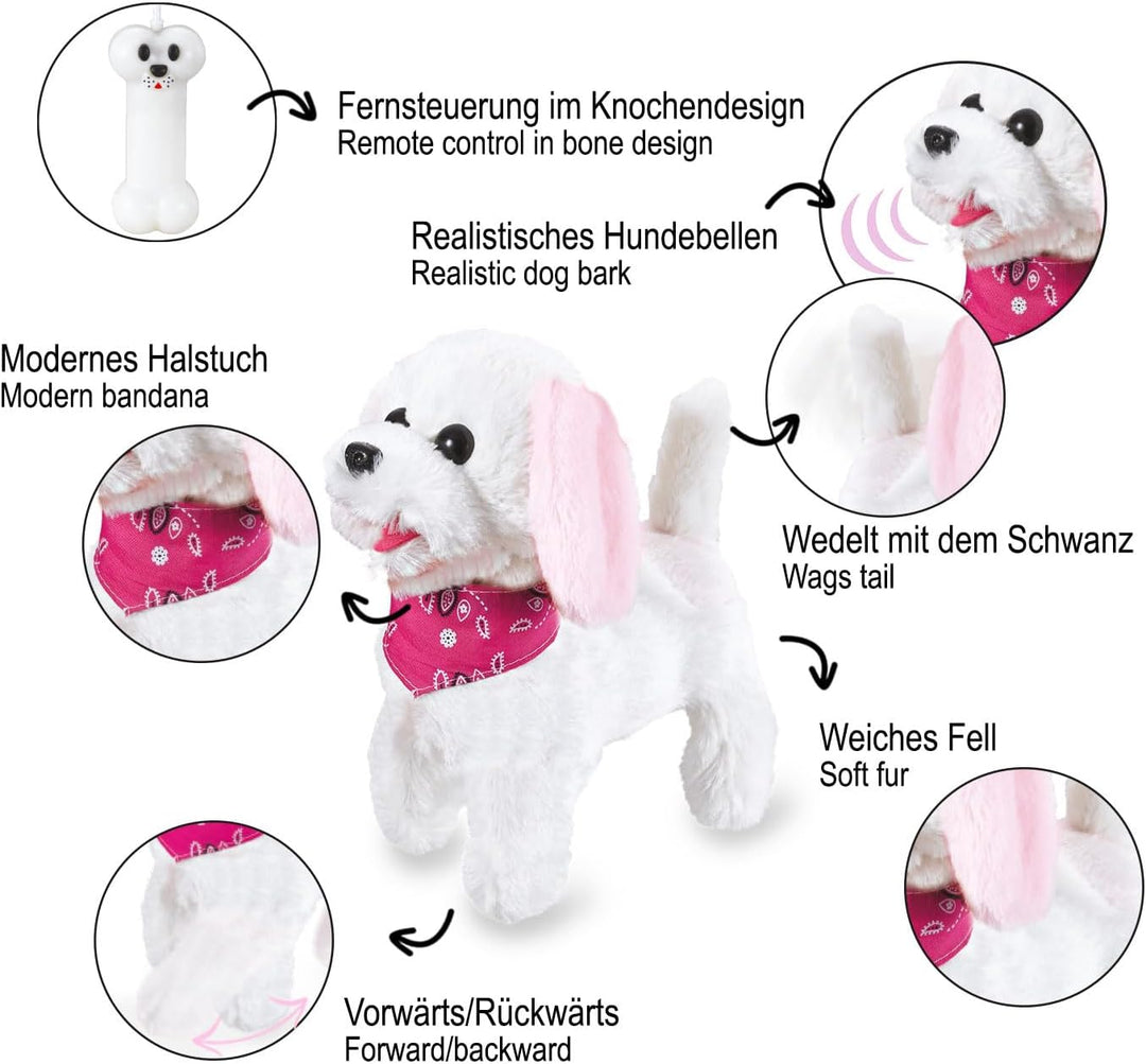JAMARA Trixi RC Plüschhund 27MHz - laufender Hund mit Sound Plüsch, mit Fernsteuerung, Spielzeug Hun