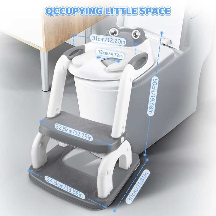 Toilettensitz Kinder WC Toilettentrainer mit Treppe 8 Einstellbare Höhen Tritthocker für Kloaufsatz