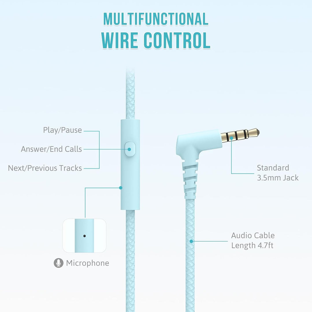 RockPapa L22 Kinder kopfhörer, Kabel Kopfhörer für Kinder, 3,5 mm Aux Jack, Verstellbares Stirnband