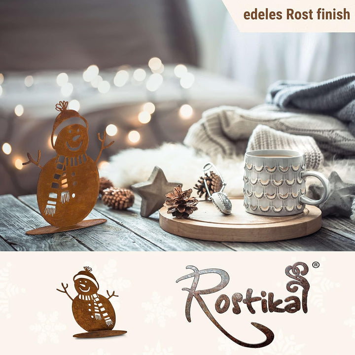 Rostikal | Winterdeko Schneemann Rost Gartendeko Weihnachten | 20 cm hoch