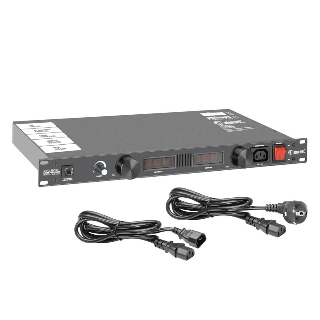 Adam Hall 19" Parts PCL 10 PRO - Power Conditioner mit Volt- und Amperemeter, Display und Rack-Beleu
