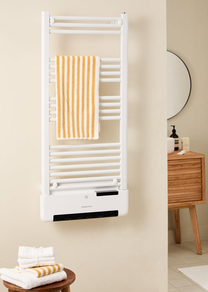 CREATE / WARM Towel Advance/Elektrischer Heizkörper mit Handtuchwärmer und WLAN, Weiss / 51,5x11x115