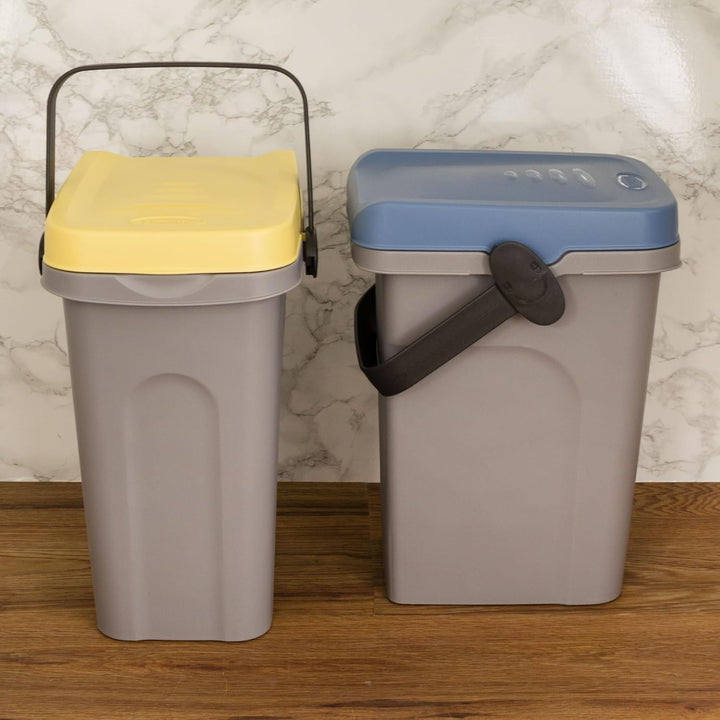 2x 7 Liter Windeleimer Geruchsdicht Blau und Gelb, Biomülleimer Küche, Bio Mülleimer Klein verschlie