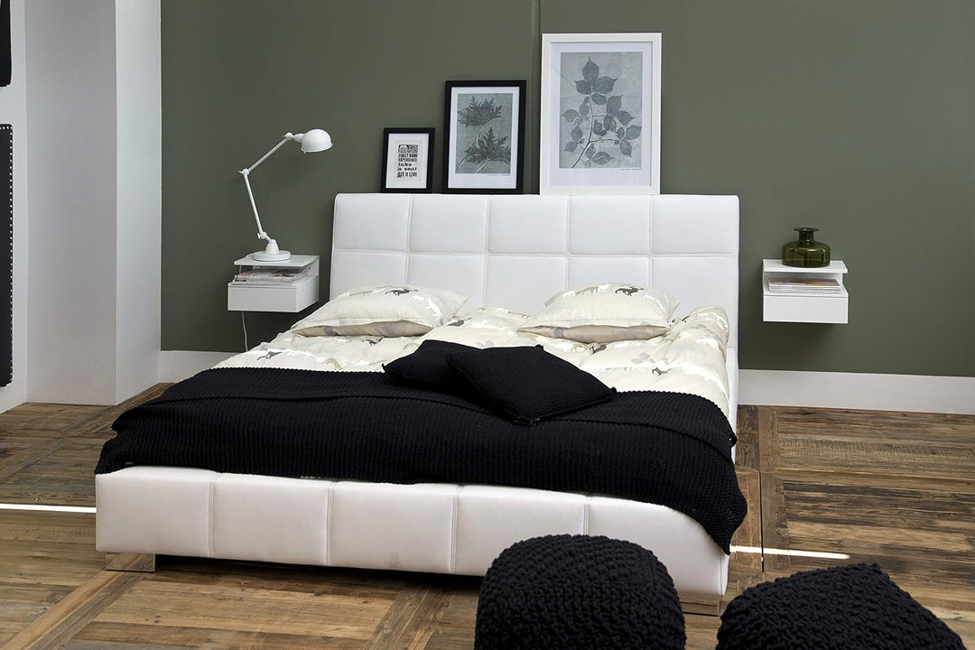 AC Design Furniture Fia Nachttisch mit 1 Schublade in Weiss, 1 Stück, Wandschrank im Minimalistische
