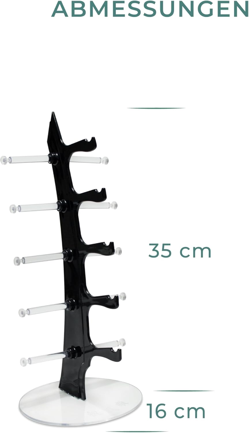 Brillenständer für 5 Brillen - Schwarz 35 x 16 x 16 cm - Brillenhalter zur Aufbewahrung und Präsenta