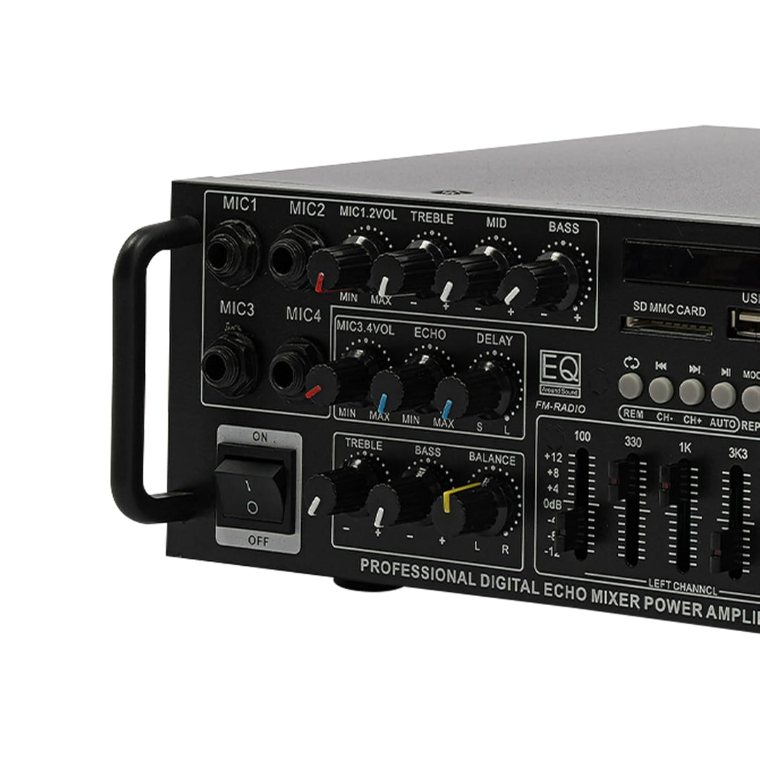 Bluetooth Audio Verstärker 2 x 200W, HiFi Stereo Leistungsverstärker mit USB/SD/MIC Eingang & FM Rad