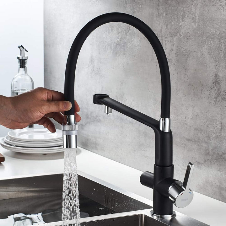 GRIFEMA DOVER-G4010B-2 | Küchenarmatur - Küche Wasserhahn mit Flexibler Auslauf, Brause mit 2 Strahl