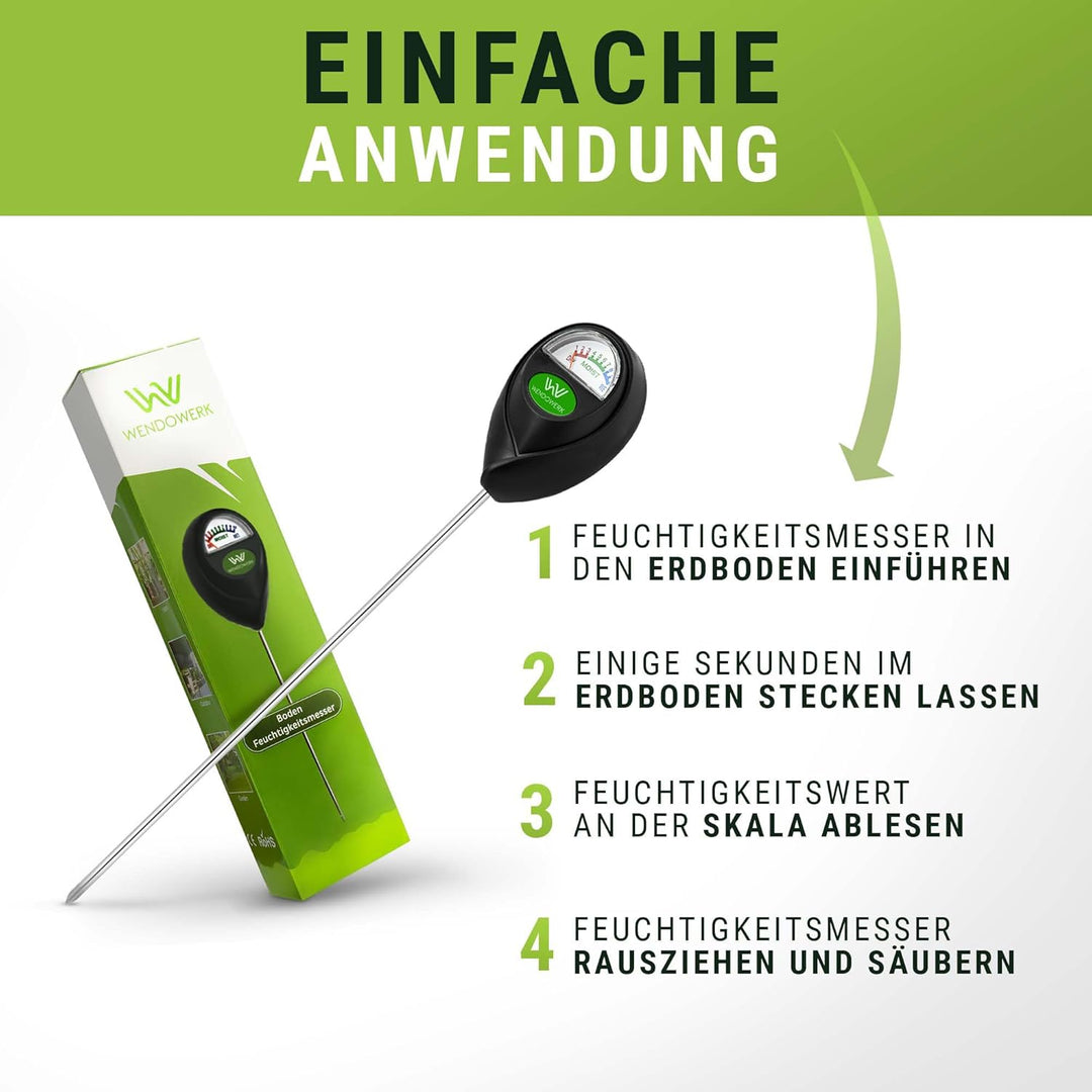 Extra Langer Boden Feuchtigkeitsmesser für Pflanzen 40CM [Schwarz] - Ohne Batterien - Verbessertes F