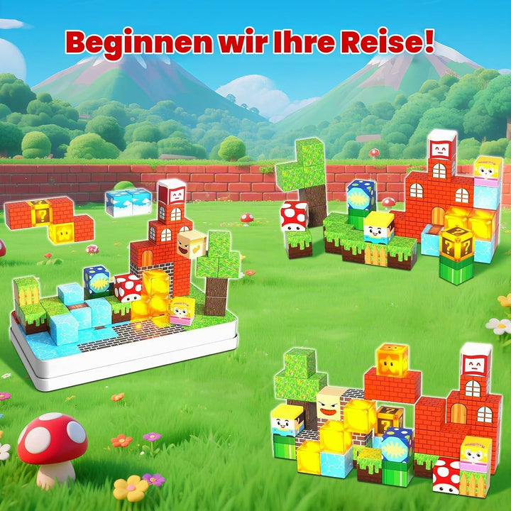 ToyUnited Magnetische Bausteine Reiseset 45 PCS in Metallbox, Mini Reisespielzeug ab 3 Jahren – Trag
