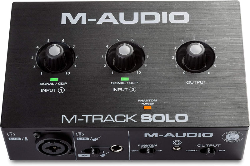 M-Audio M-Track Solo – USB Audio Interface für Aufnahmen, Streaming und Podcasting, mit XLR-, Line-