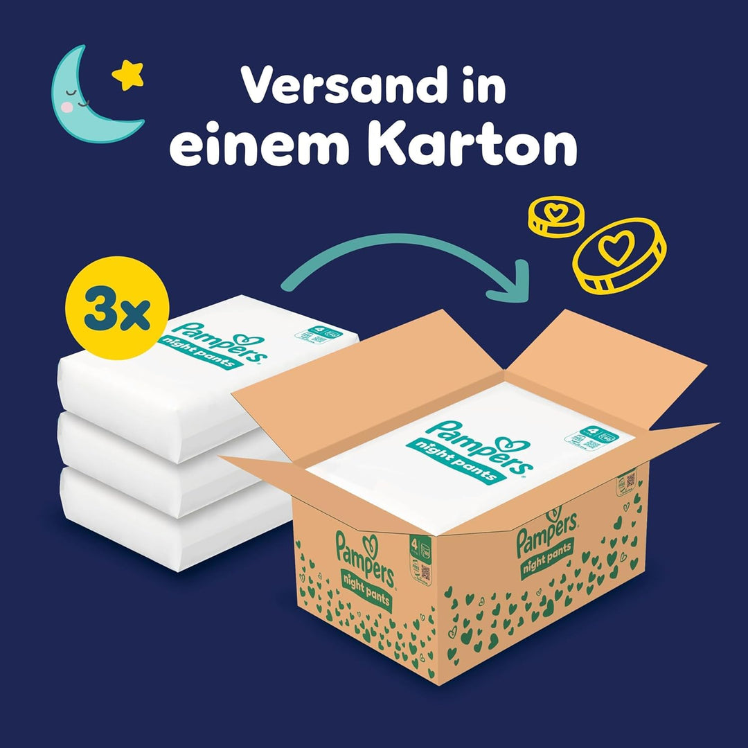 Pampers Night Pants Grösse 4, 180 Windeln, 9-15kg, Pampers Night Pants Bieten Zusätzlichen Schutz Fü