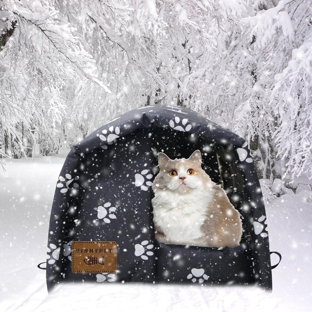 Katzenhaus Für Draussen Winterfest Wasserdicht Und Warm Faltbare Katzenhöhle mit Plüschkissen Weich