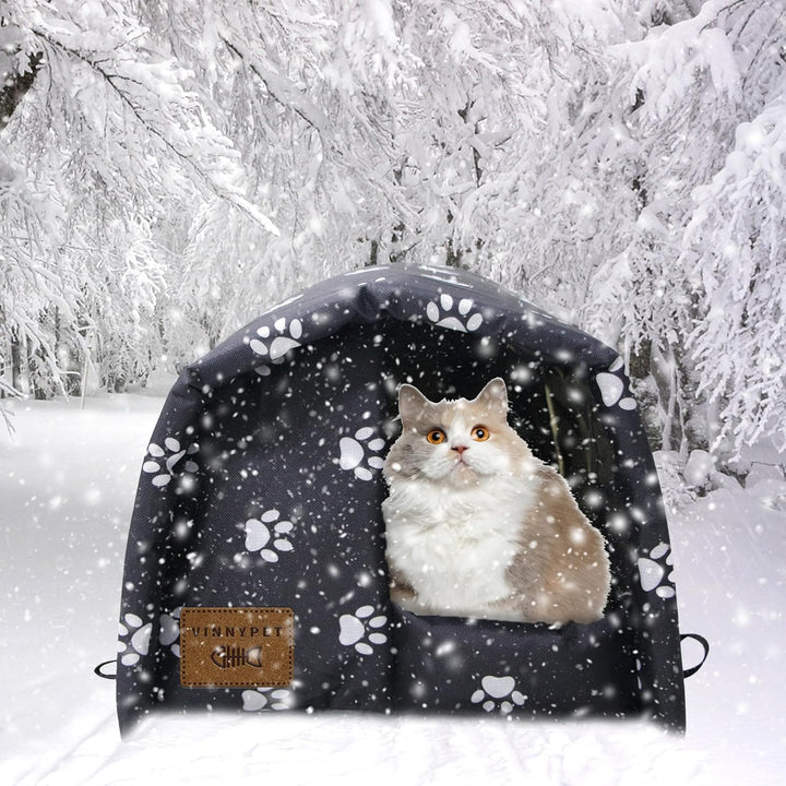 Katzenhaus Für Draussen Winterfest Wasserdicht Und Warm Faltbare Katzenhöhle mit Plüschkissen Weich