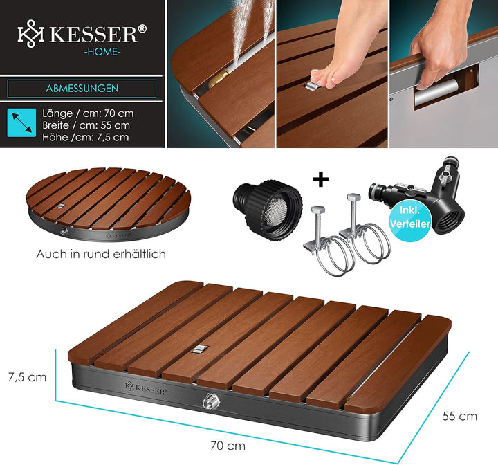 KESSER® Gartendusche Bodendusche Aussendusche Saunadusche Campingdusche Ø 70 cm Rund Fontänenhöhe bi