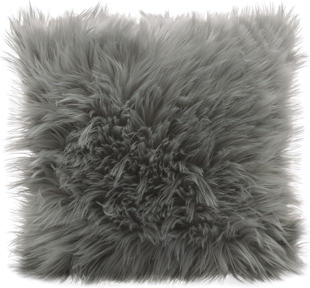 CelinaTex Cuddly Dekokissen 80 x 80 cm grau Langhaar Zierkissen dekoratives Fellimitat Nicki Sofakis