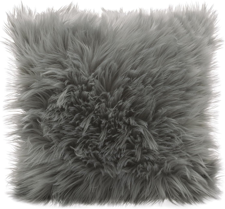 CelinaTex Cuddly Dekokissen 80 x 80 cm grau Langhaar Zierkissen dekoratives Fellimitat Nicki Sofakis