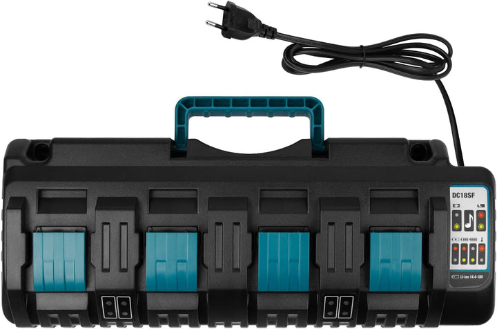 DC18SF 14,4V-18V Ladegerät für Makita Akku ASUNCELL 3A 4 Port Ersatz Ladegerät für Makita LXT DC18RD