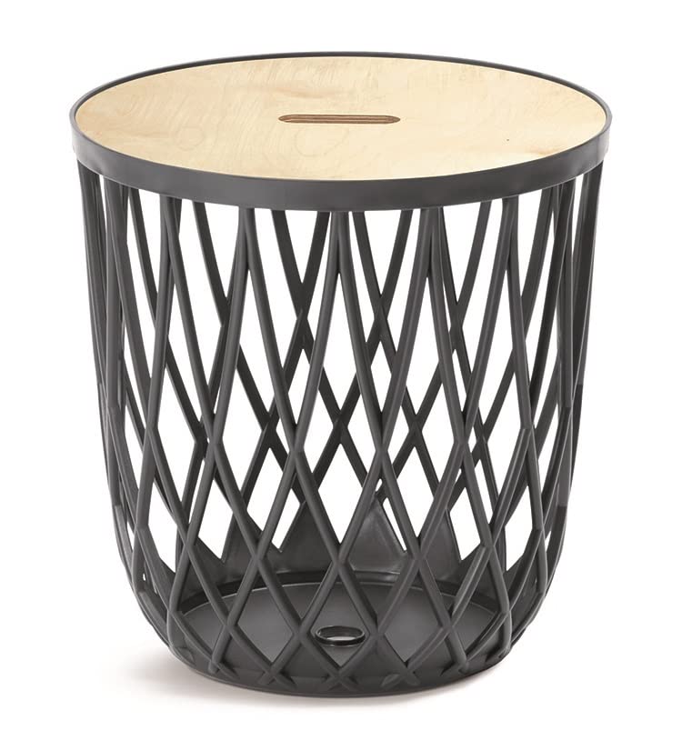 BirnePower Beistelltisch Couchtisch Korbtisch Kaffeetisch mit Holzplatte aus Bambus Tisch Aufbewarun