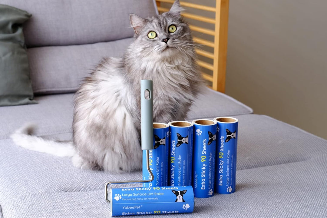 Extrem klebriger Fusselroller zur Entfernung von Tierhaaren - Grosse Fläche, 90 Blatt pro Rolle, 16