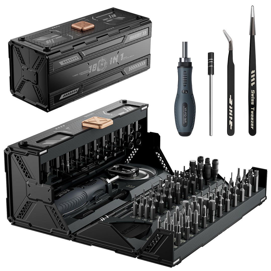 JAKEMY 180 in 1 Ratchet Screwdriver Set Precision Mechanic Repair Tool with Screw Extractor Set for