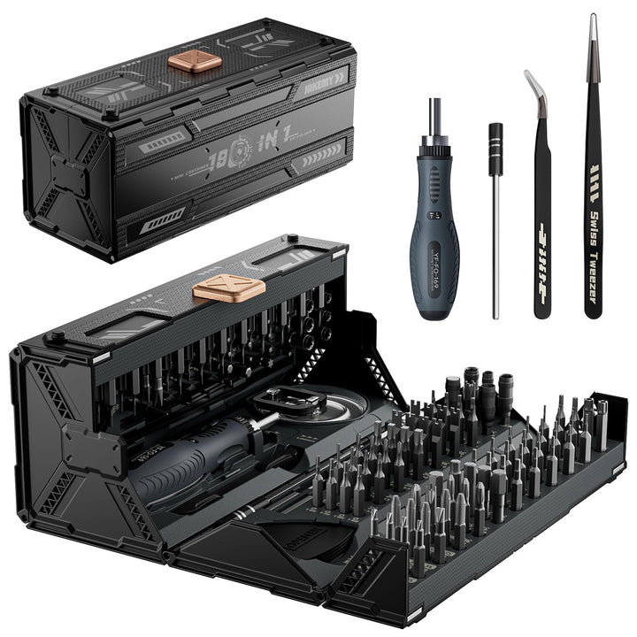 JAKEMY 180 in 1 Ratchet Screwdriver Set Precision Mechanic Repair Tool with Screw Extractor Set for