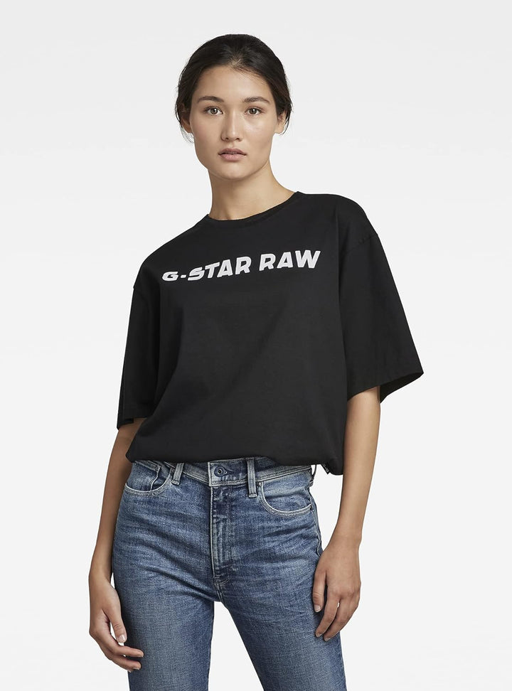 G-STAR RAW Herren Unisex Flock Boxy T-Shirts S Schwarz (Dk Black D21684-c336-6484), S Schwarz (Dk Bl