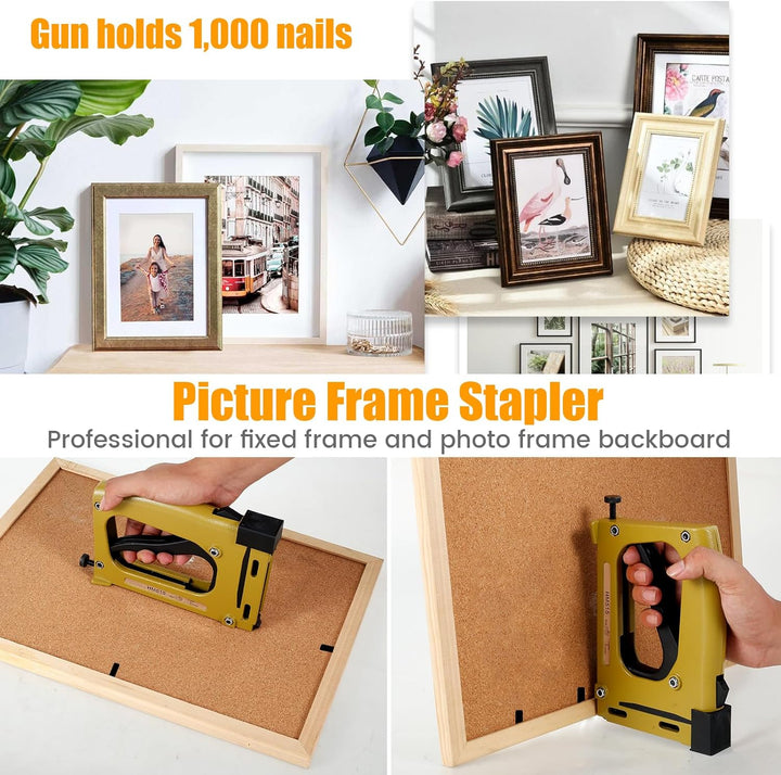 Point Driver Framing 20x12,5x3cm Handtacker mit Klammern Set Bilderrahmen Tacker mit 2000 Klammern P
