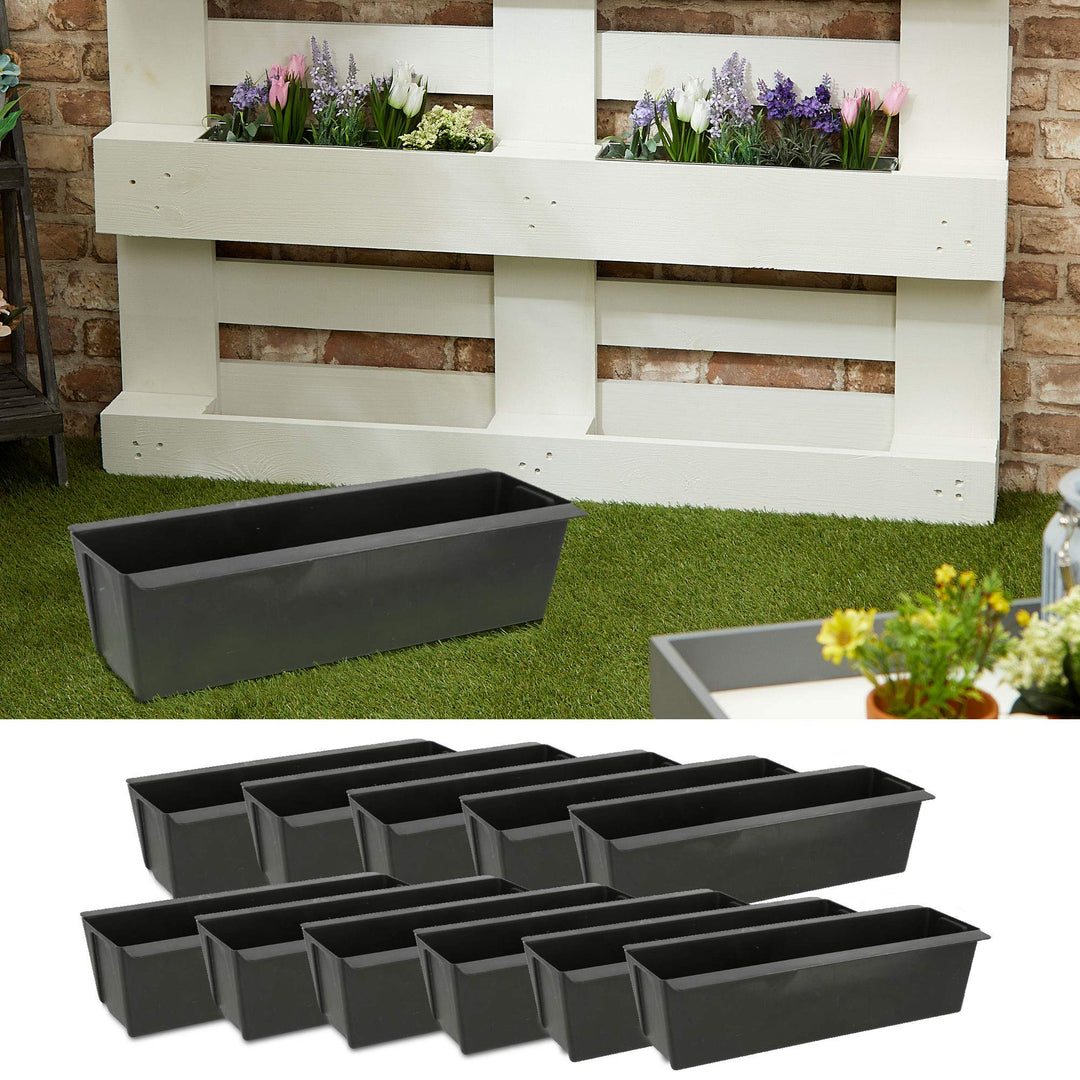 Cepewa Pflanzkasten passend für Europaletten 12er Set aus Kunststoff Pflanzkübel Breite 38 cm (1 x 1