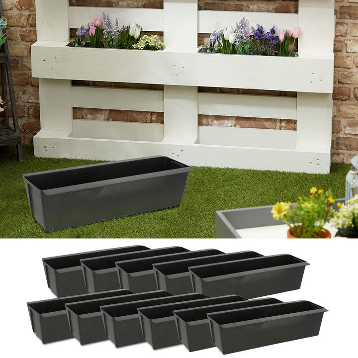Cepewa Pflanzkasten passend für Europaletten 12er Set aus Kunststoff Pflanzkübel Breite 38 cm (1 x 1