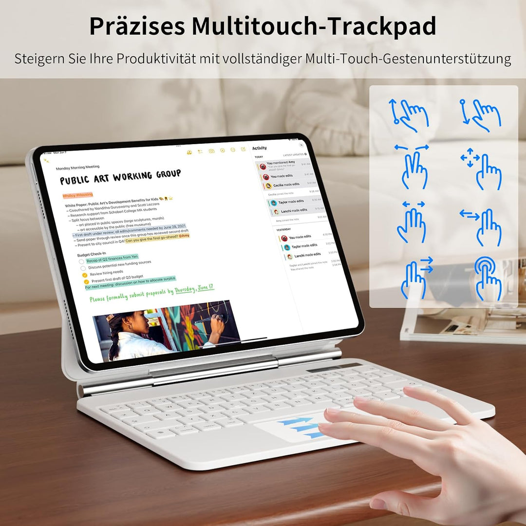Hülle Tastatur für iPad 11. Gen 2025 / iPad 10. Gen 2022, Weiss | Bluetooth-Tastatur mit Touchpad fü