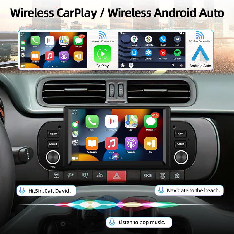 Podofo Autoradio für FIAT Panda 2013-2020 mit Kabelloses Apple Carplay Android Auto Bluetooth Bildsc