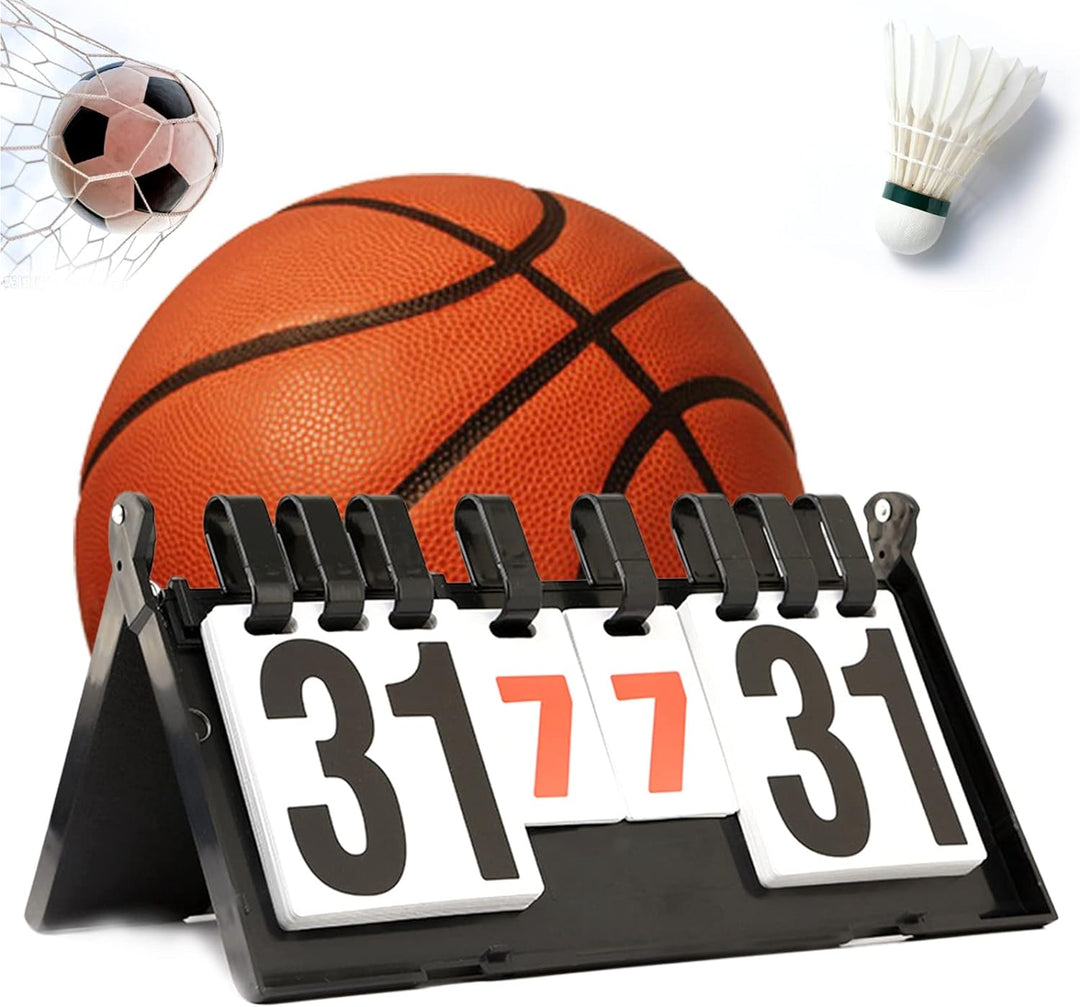 JasCherry Tragbare Flip Sport Anzeigetafel 4 Stellig Wettkämpfe Kerbe Zähltafel für Volleyball Badmi