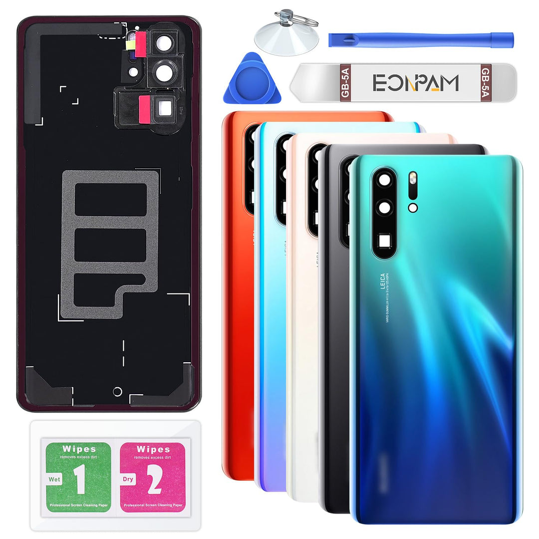 Eonpam Akkudeckel für Huawei P30 Pro Rückseite Glas Original Backcover Back Glas Ersatz Reparatur Se